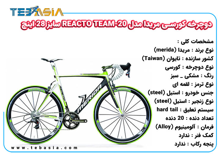 دوچرخه کورسی مریدا مدل REACTO TEAM-20 سایز 28 اینچ